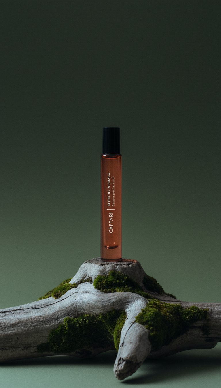 AI product shot of Scent of Nirvana Rollerball