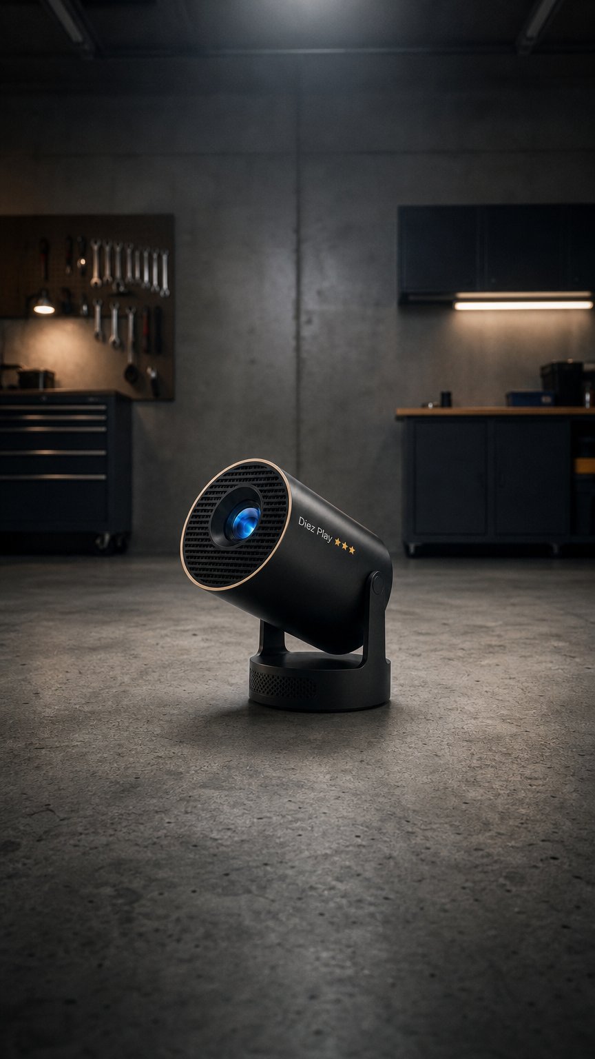 AI product shot of DiézPlay™ Proyector Portátil 4K