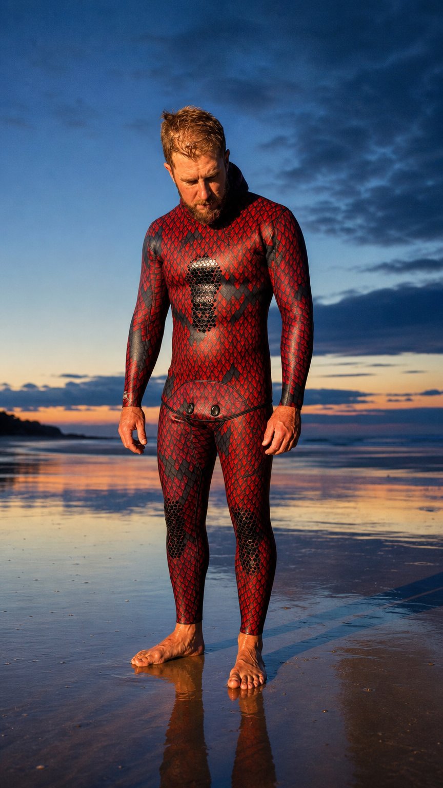AI product shot of Aimrite Premium 5.0mm Spearfishing Wetsuit