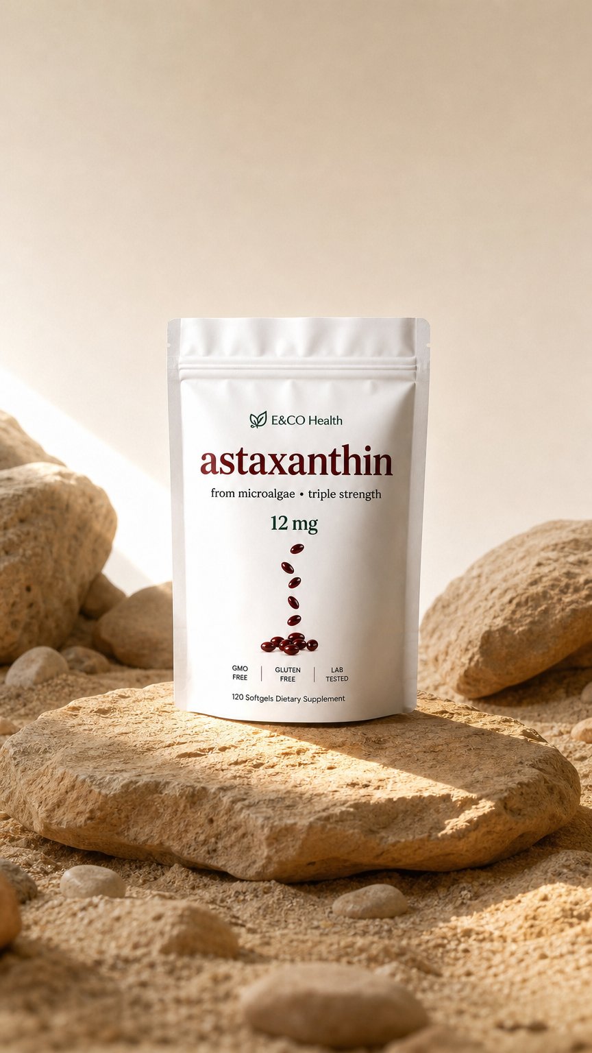 AI product shot of Astaxanthin Softgels (12mg)