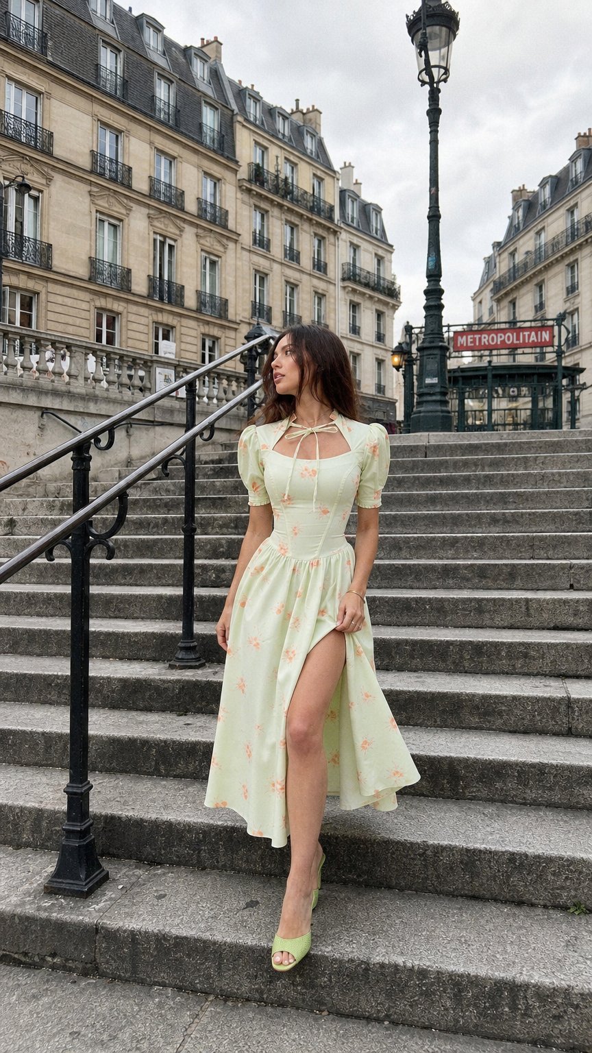 AI product shot of Èloise Floral Green Dress