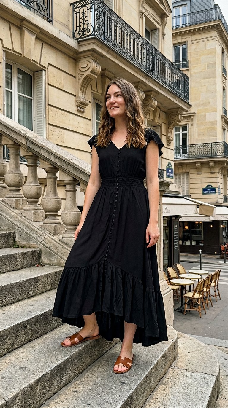 AI product shot of Black Hollie Boho Dress