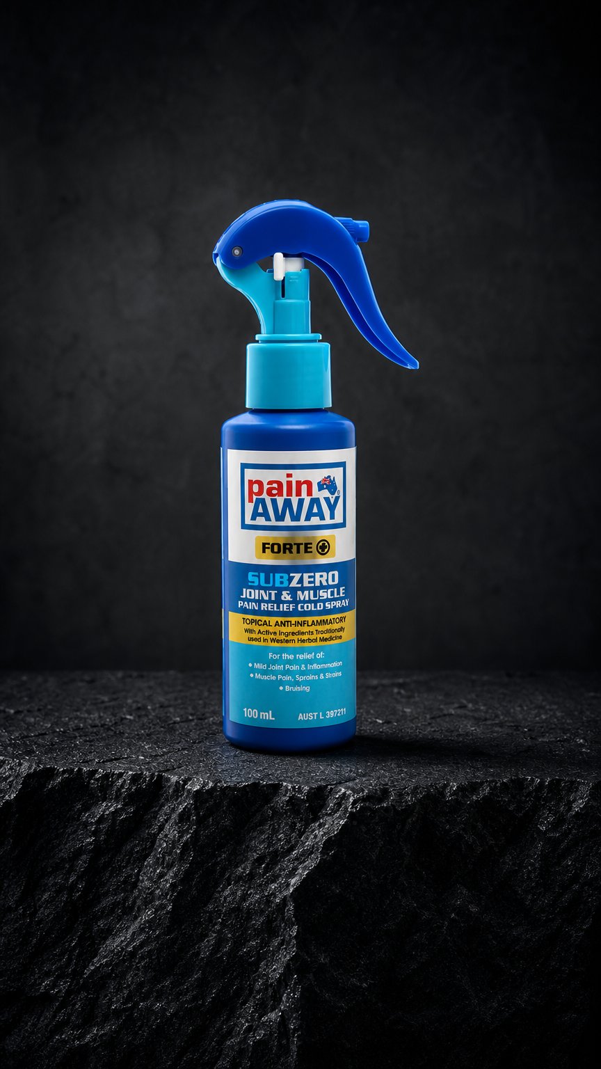 AI product shot of SubZero Forte+ Joint & Muscle Pain Relief Spray 100ml