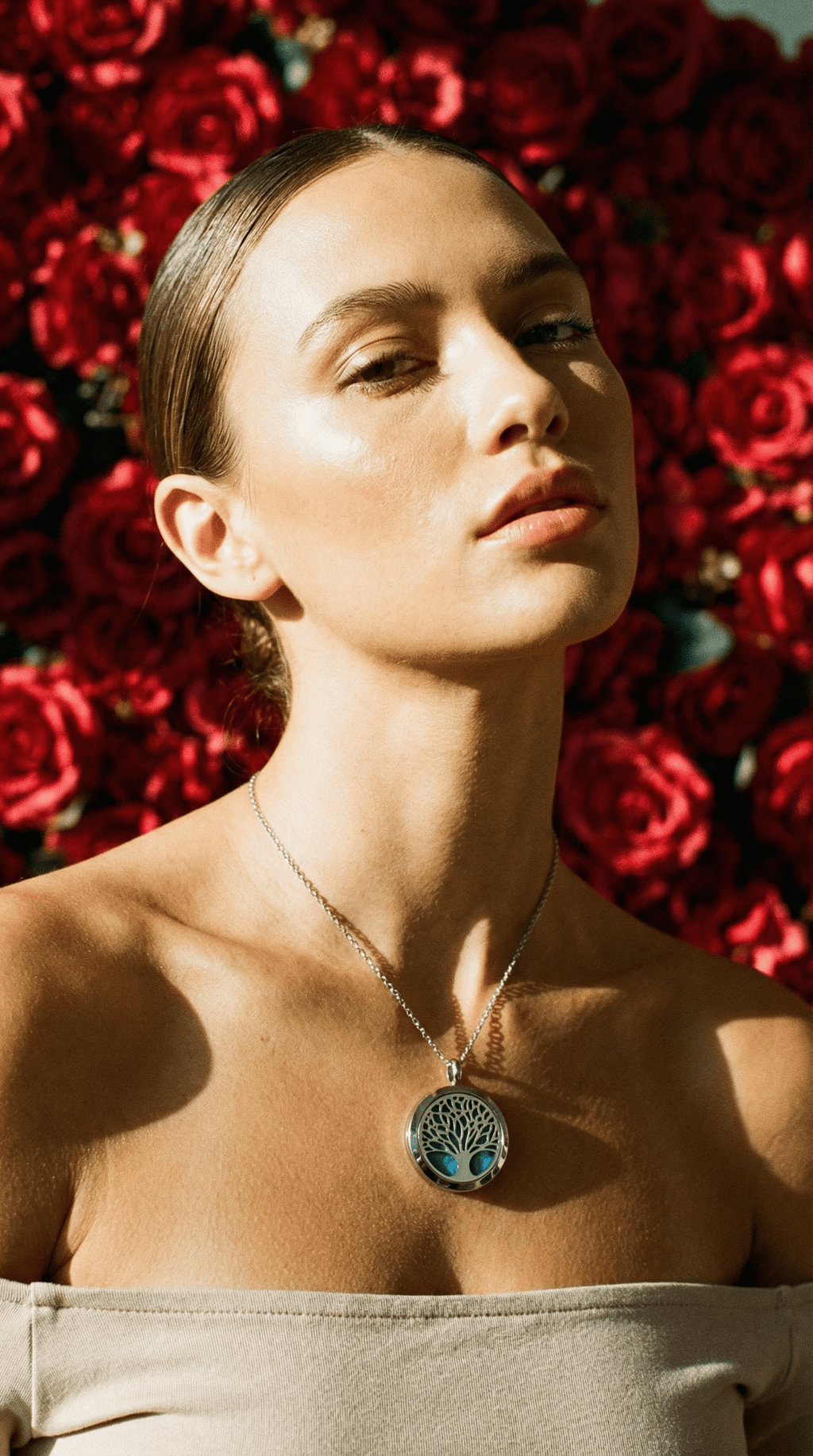 AI product shot of Stainless Steel Aromatherapy Necklace – Perfume Pendant Essential Oil Diffuser Jewelry, 316L Modern Pendant
