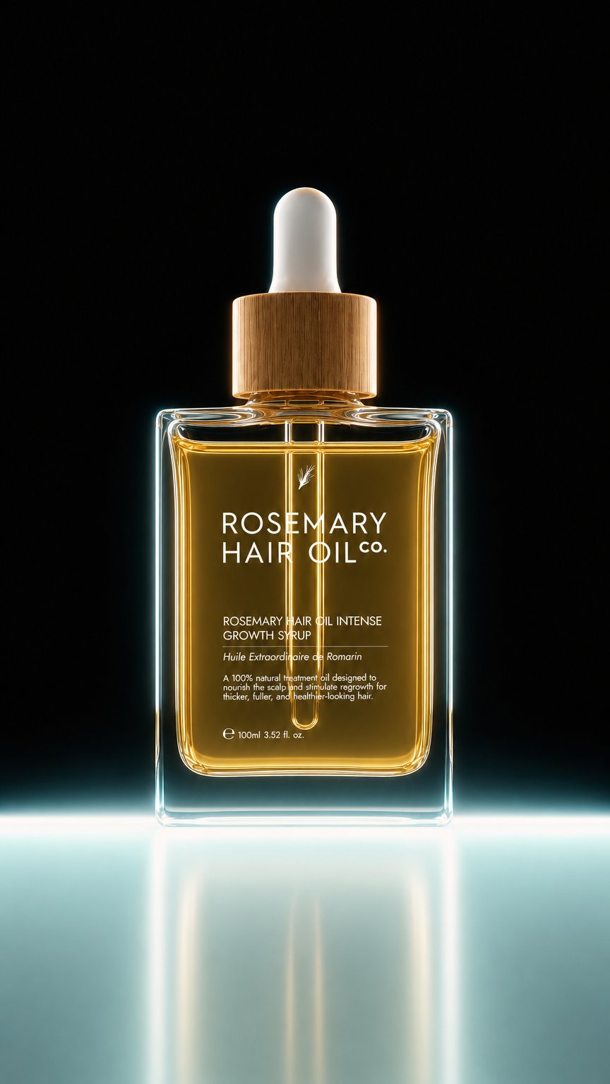 AI product shot of Rosemary Hair Oil Intense Growth Syrup 100ml I Award-Winning Best Hair Growth Oil