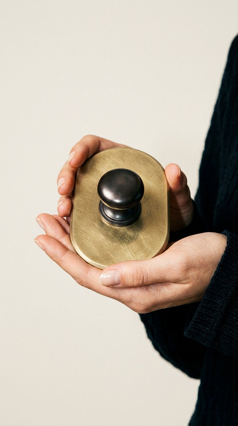 AI product shot of Curved Knob Backplate - Acid Wash Brass
