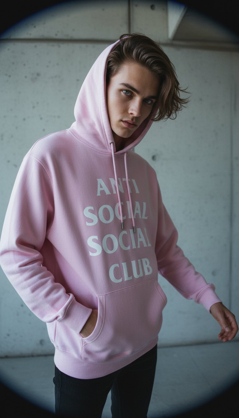 AI product shot of NWT ASSC Know You Better Pink Hoodie
