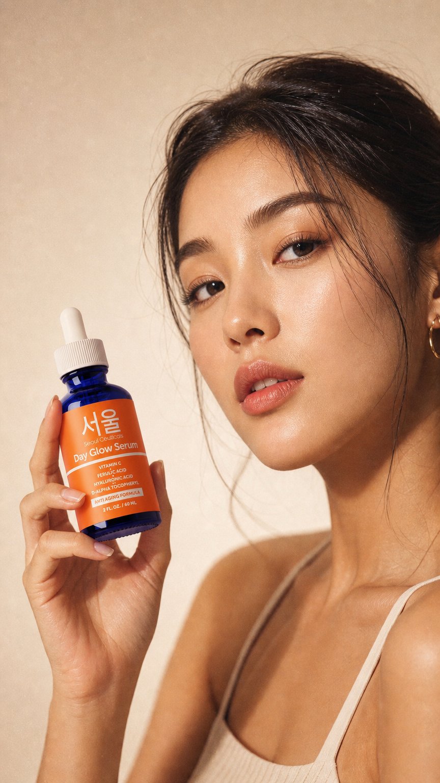 AI product shot of Large 2oz Korean 20% Vitamin C Hyaluronic Acid Serum + CE Ferulic Acid