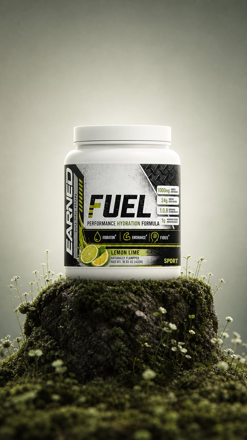 AI product shot of EARNED FUEL — Performance Hydration