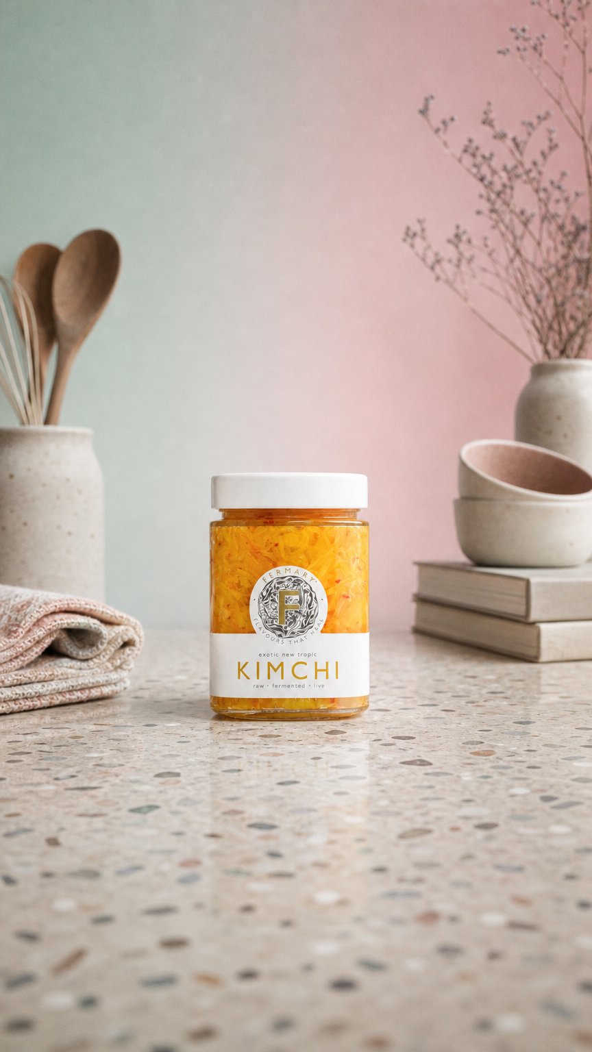 AI product shot of Exotic New Tropic Kimchi