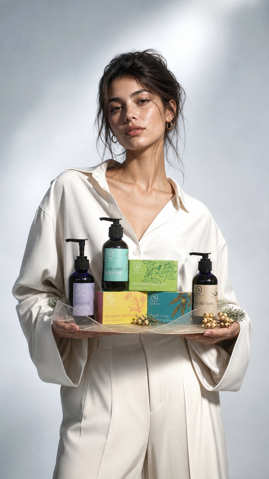 AI product shot of 🎁 The Everyday Olive Oil Body Ritual — Holiday Gift Set