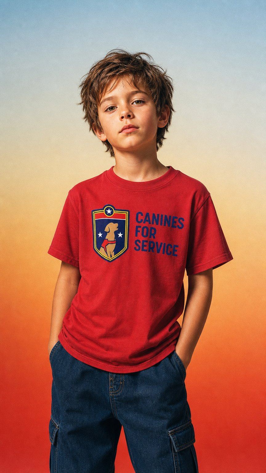 AI product shot of Canines for Service Youth Short Sleeve T-Shirt