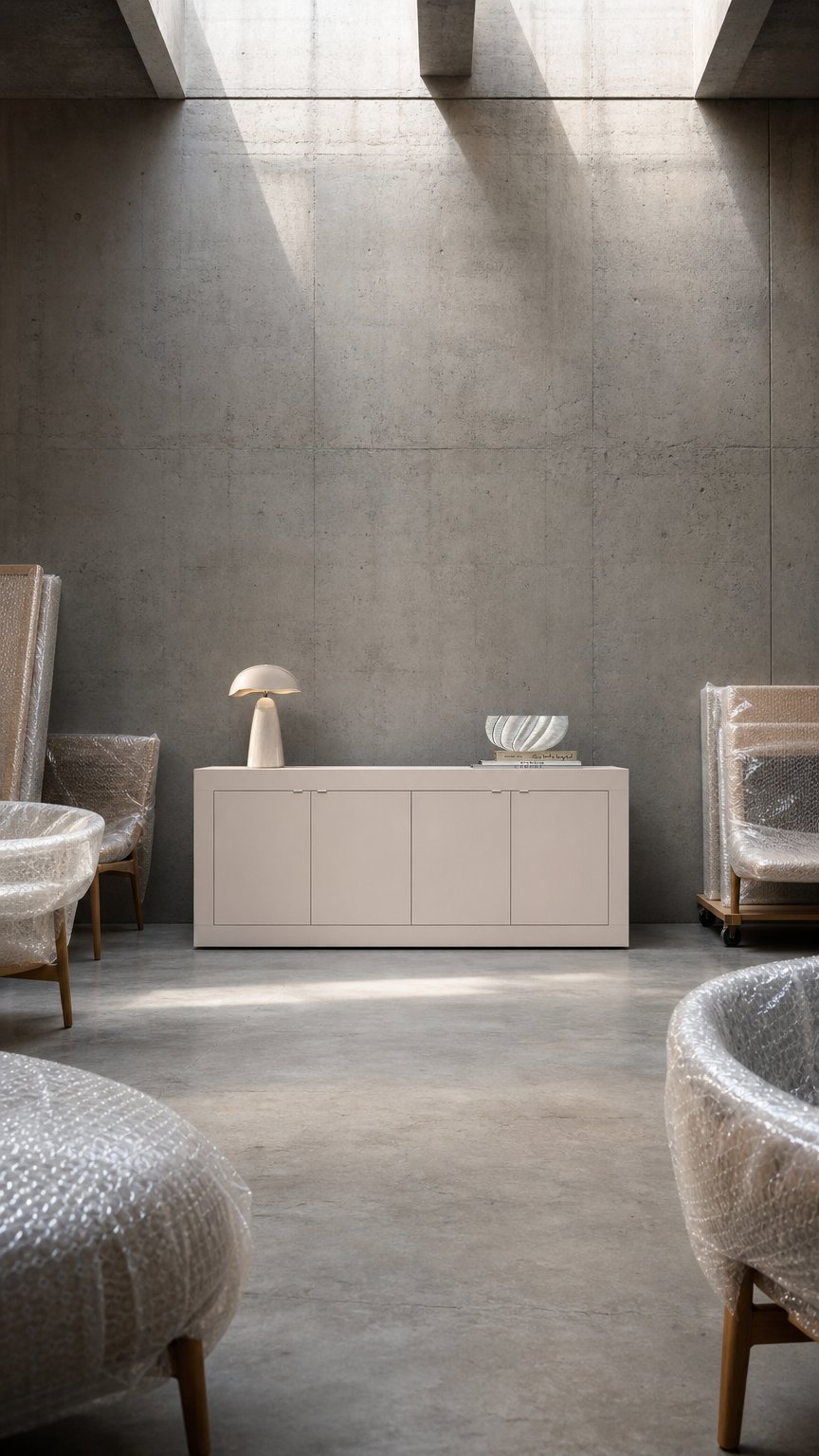 AI product shot of Urbino Sideboard, Four Door - Cashmere Taupe Finish