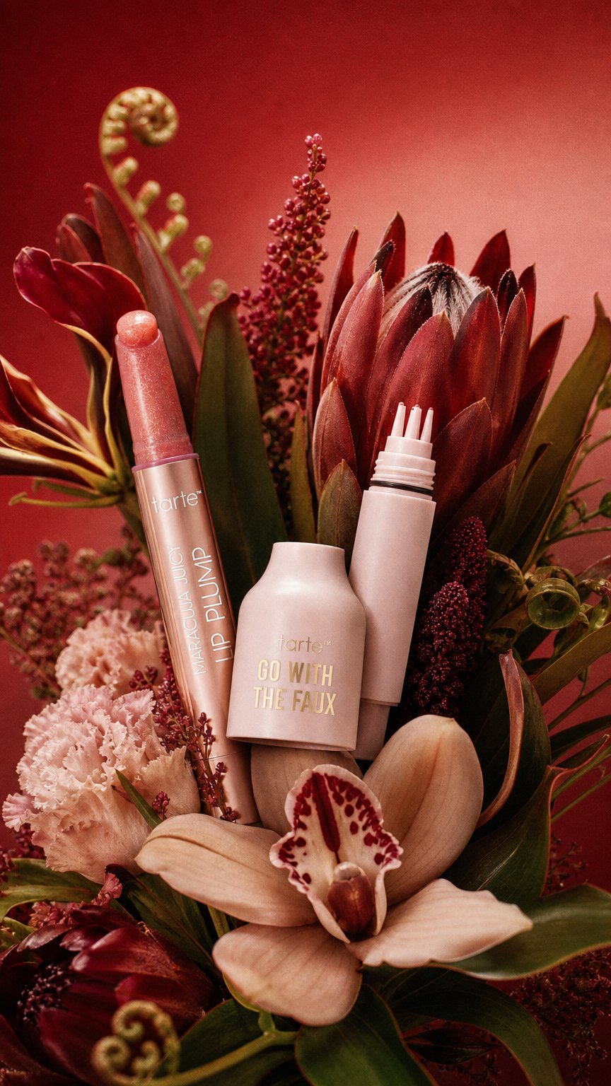 AI product shot of Tarte Freckle Stamp & Juicy Lip Shimmer Set