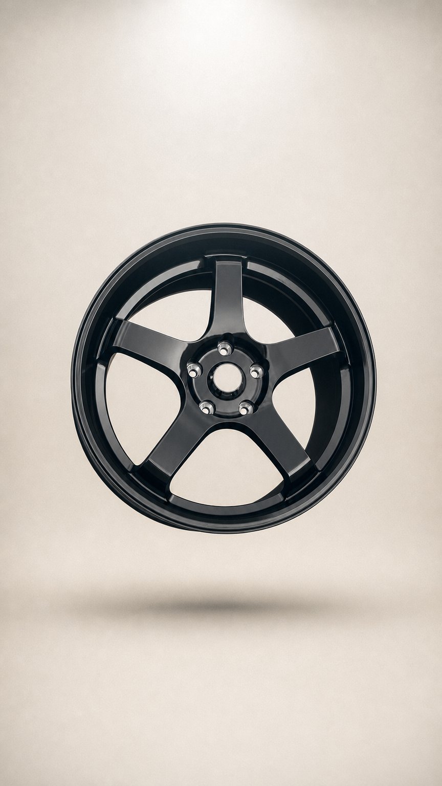 AI product shot of Five Spoke Flow Forming Aluminum Alloy Wheels