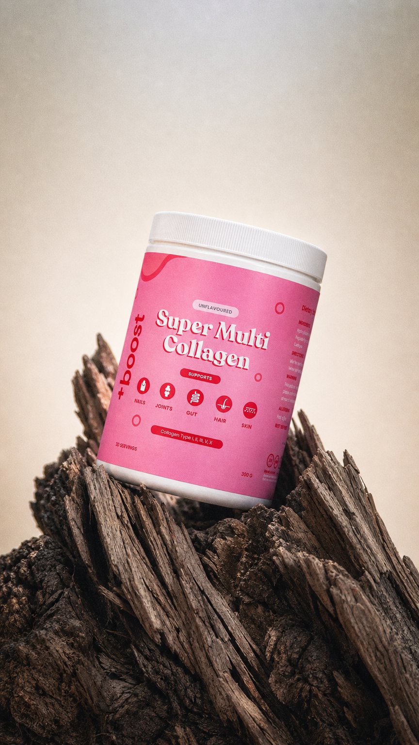 AI product shot of +boost Super Multi Collagen