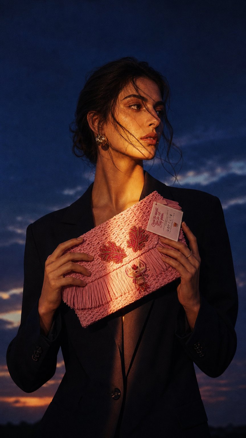 AI product shot of Fringe Lobster Clutch