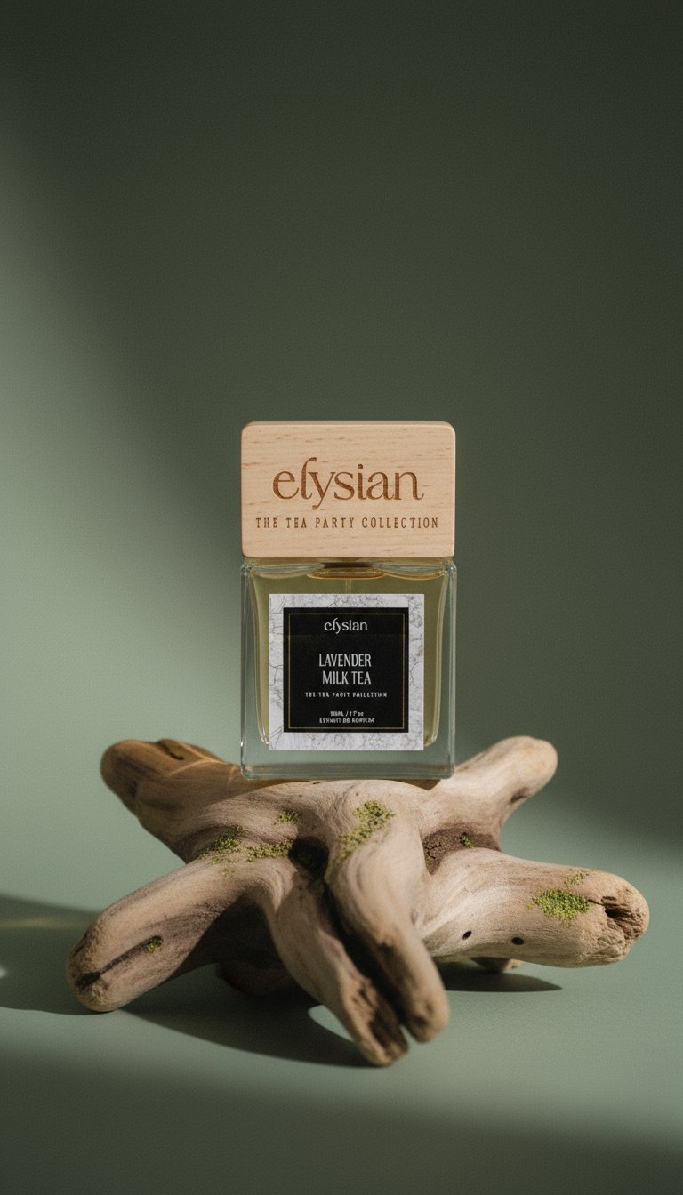 AI product shot of Lavender Milk Tea - Awarded Best New Fragrance!