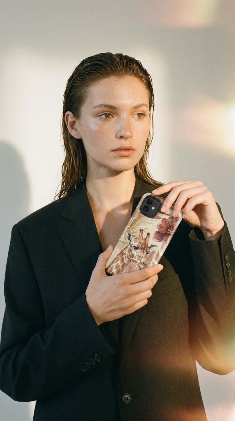 AI product shot of Coque iPhone® Blush Girafe - Savannah Muse | KLYXE