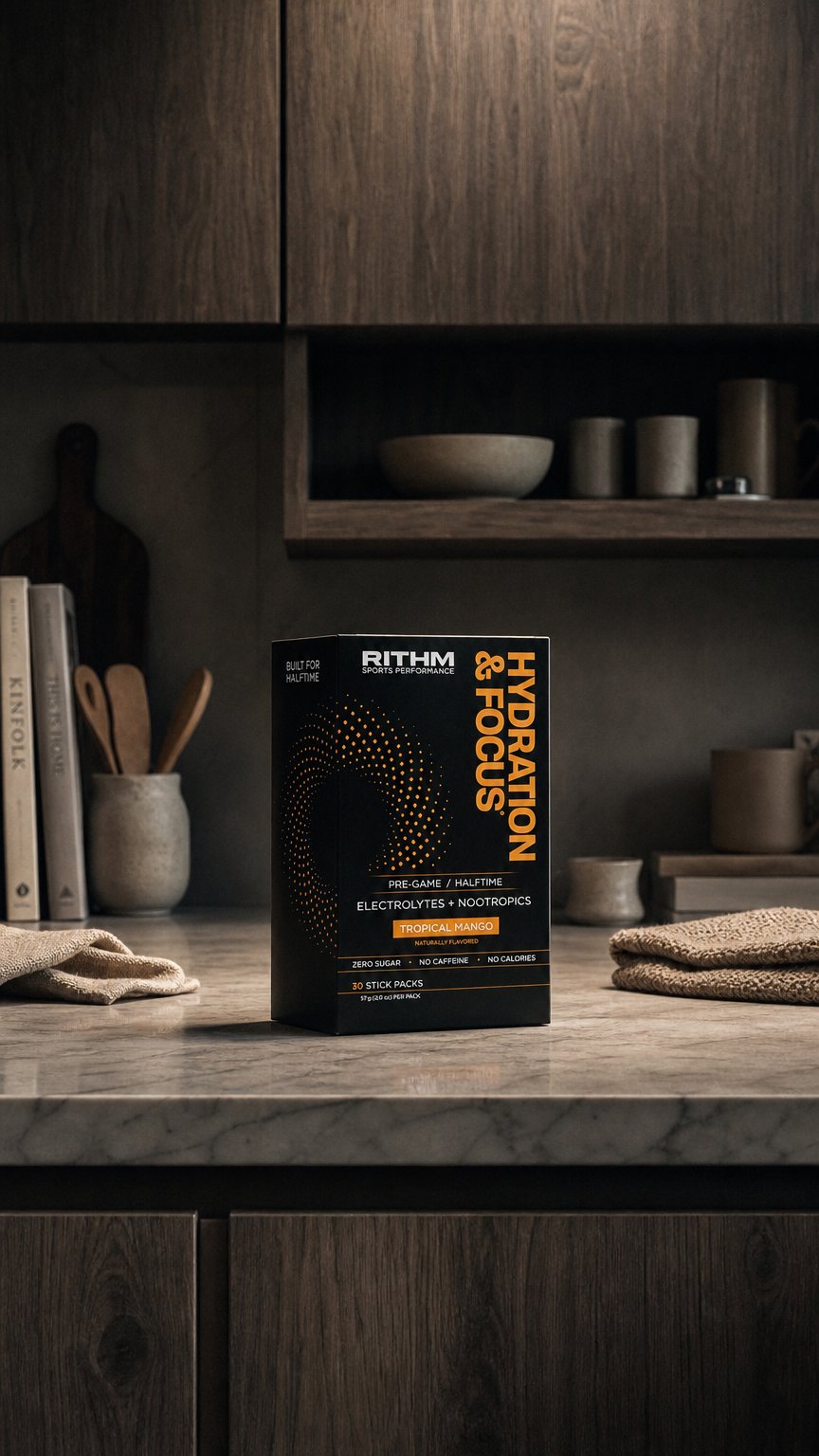 AI product shot of Hydration & Focus Electrolytes + Nootropics (30 Stick Packs)
