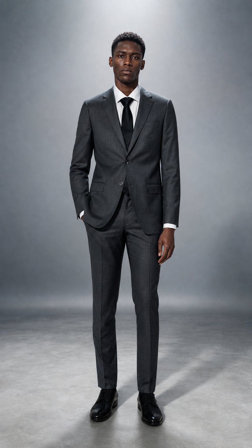 AI product shot of Dark Grey Two Button Suit