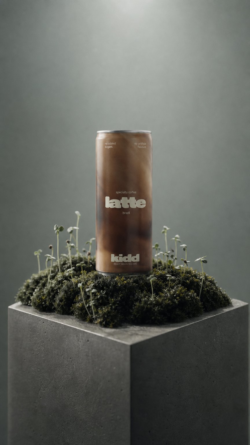 AI product shot of Kidd Coffee — Specialty Cold Brew & Iced Latte