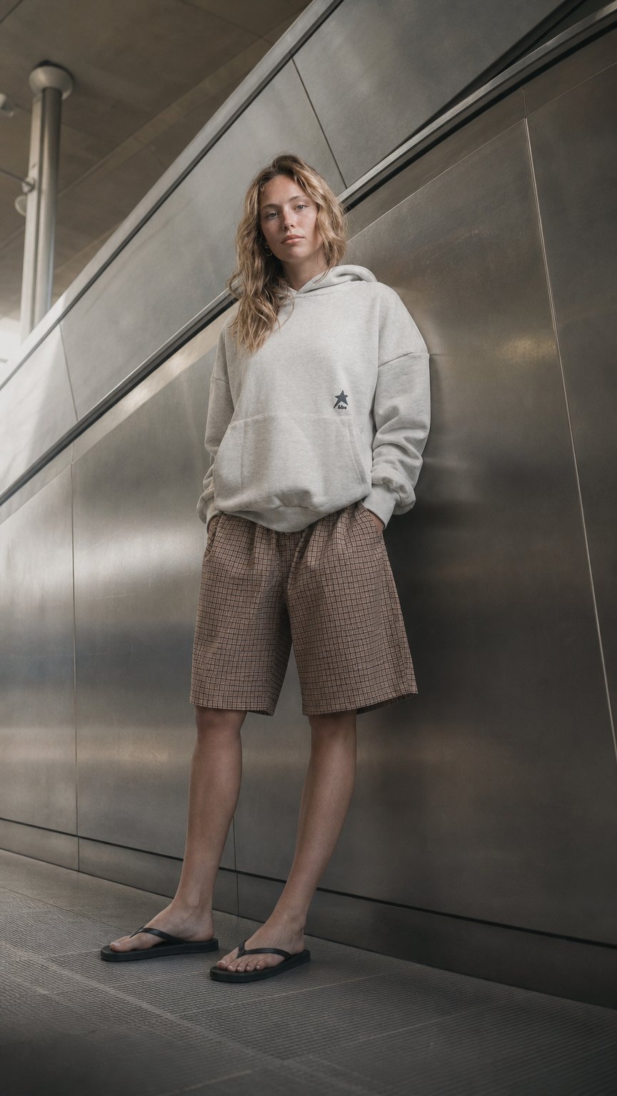 AI product shot of Day One Light Grey Hoodie