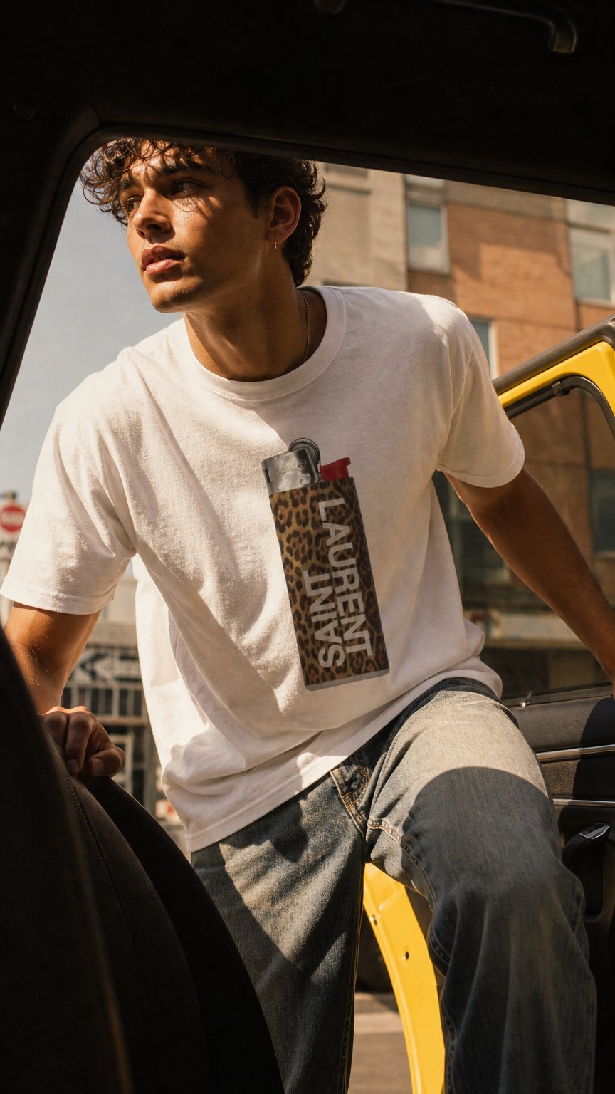 AI product shot of Léopard lighter Graphic tee shirt