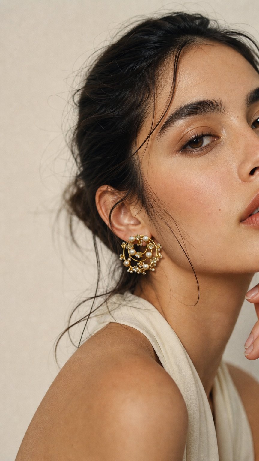 AI product shot of Large Statement Pearl Earrings