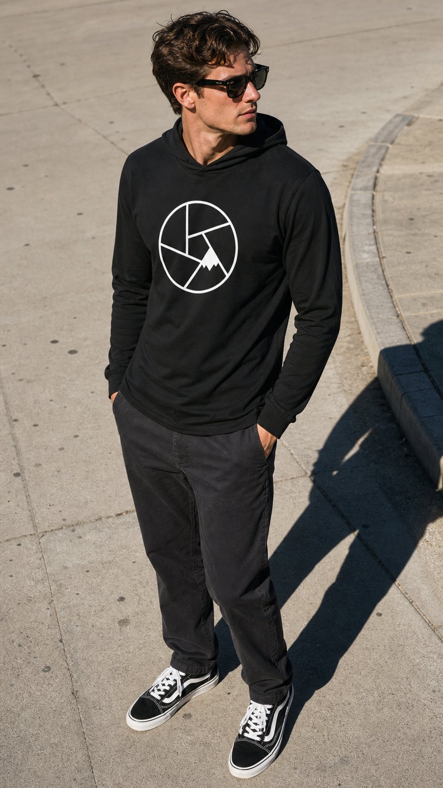 AI product shot of f-stop Hooded Tee