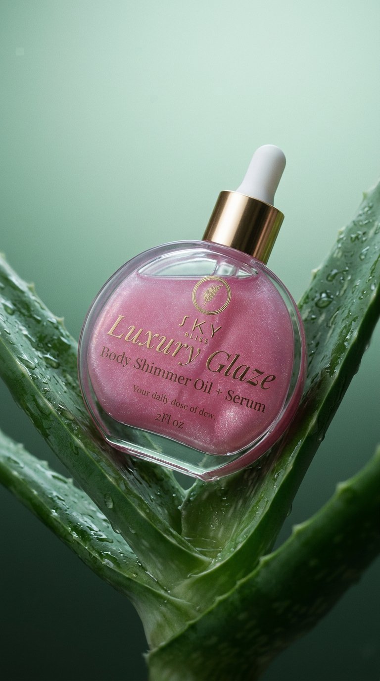 AI product shot of Luxury Glaze Body Shimmer Oil