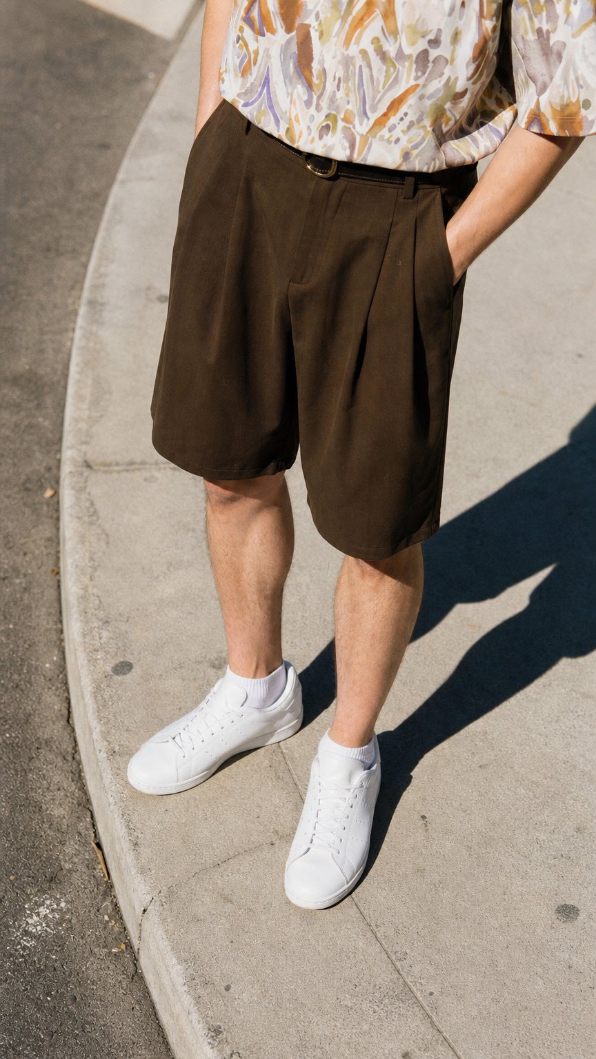 AI product shot of Brown Relaxed Casual Shorts