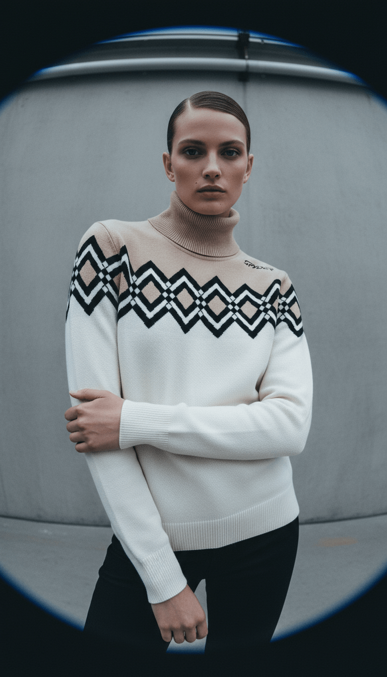 AI product shot of Womens Stellar Ski Sweater - White