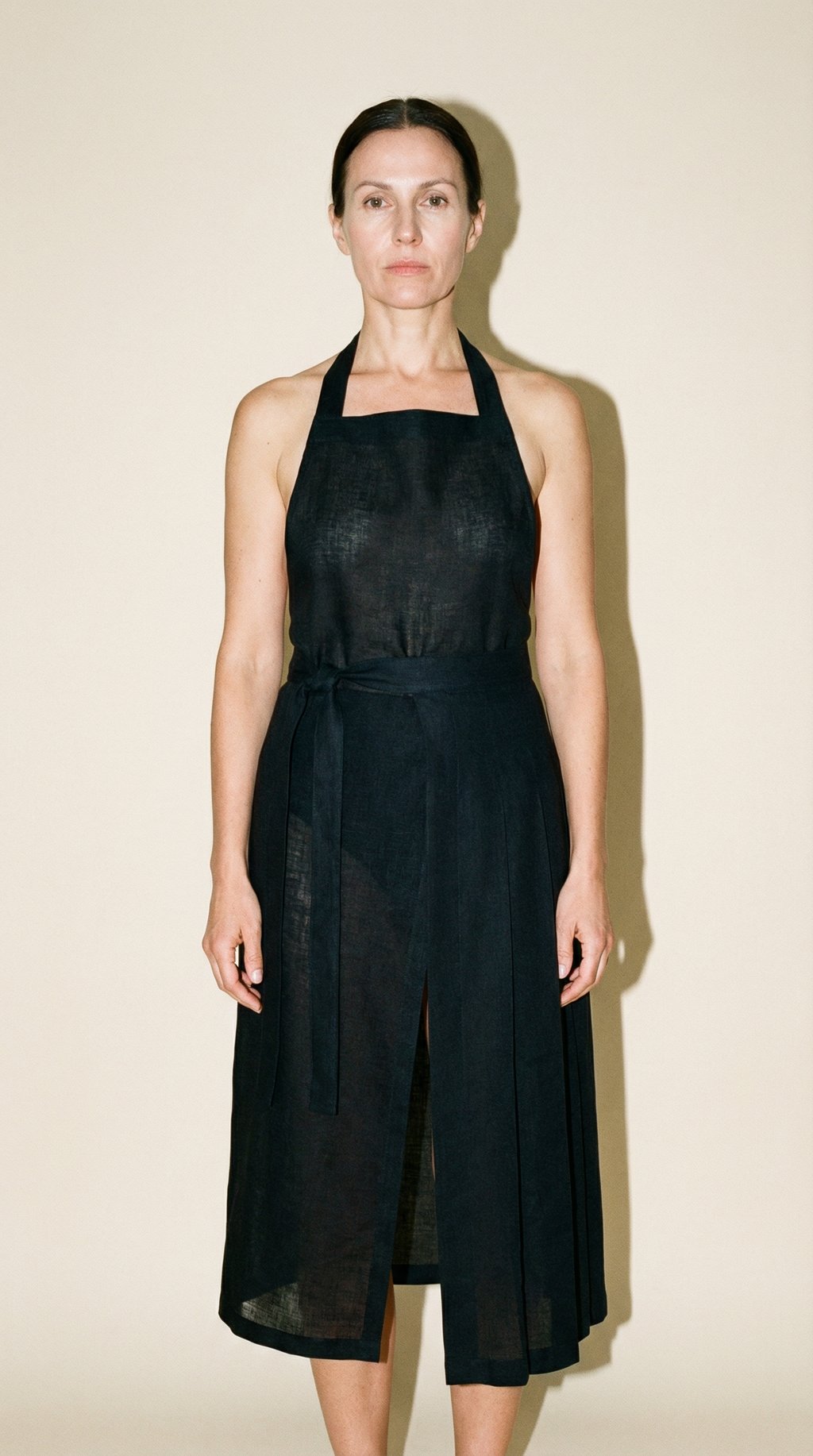 AI product shot of PELLE Wool Apron - Black