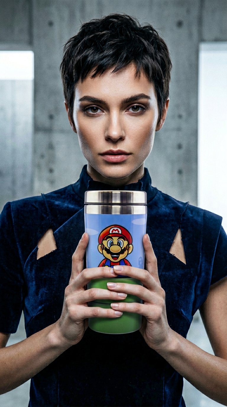 AI product shot of Paladone Nintendo Super Mario Warp Pipe Travel Mug - Officially Licensed Nintendo Stainless Steel Flask, Keeps Drinks Hot & Cold, Great for Commuting, Retro Gamer Gift, 450ml (15 fl oz)