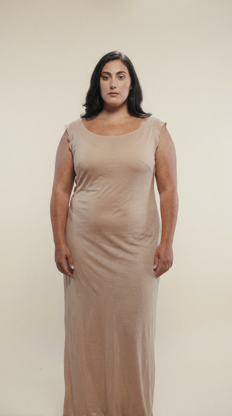 AI product shot of The Scoop Neck Column Dress, in Blush