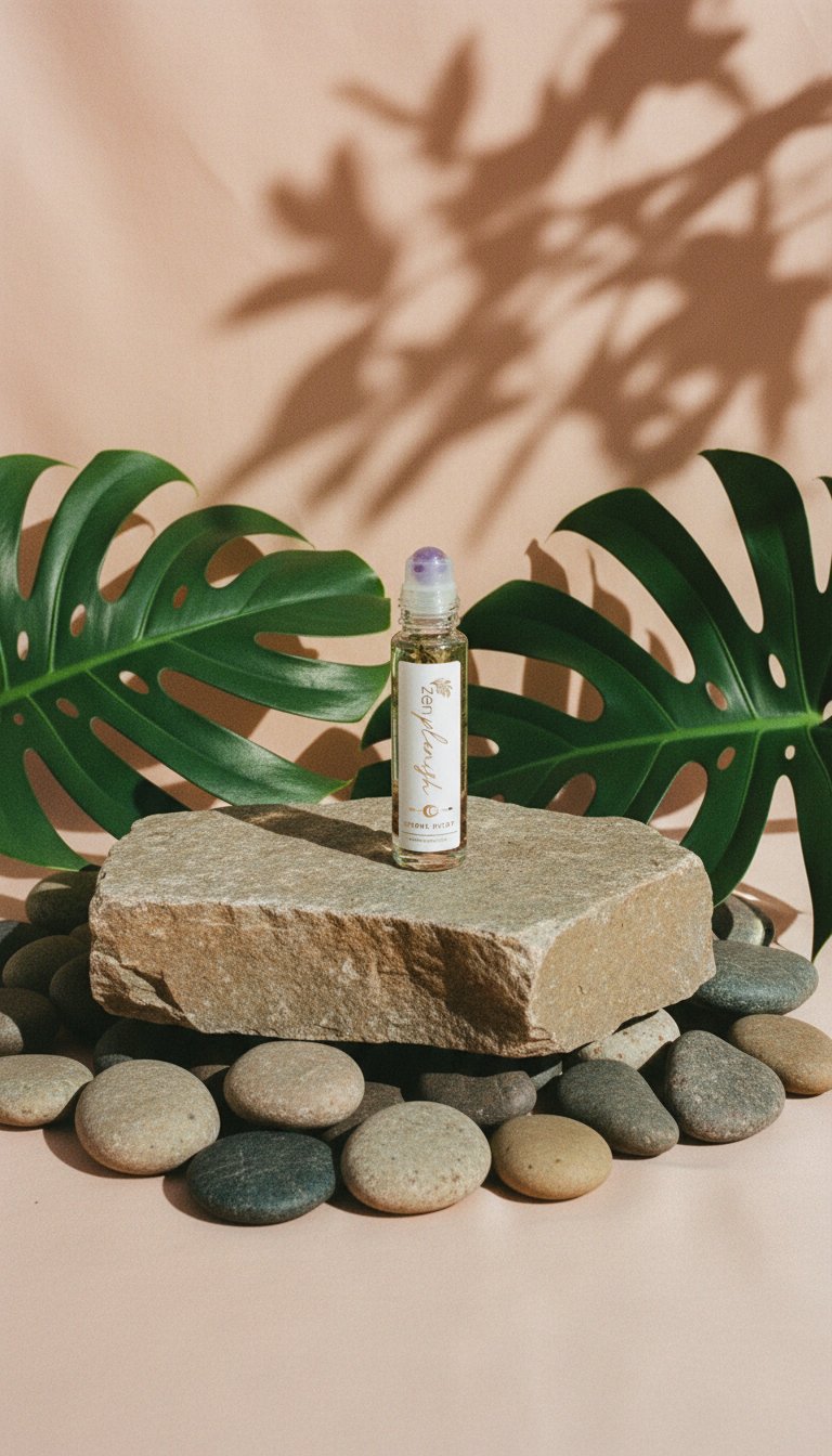 AI product shot of CLEAN LUXURY ESSENTIAL OIL ROLL-ON - ZENFUL NIGHT