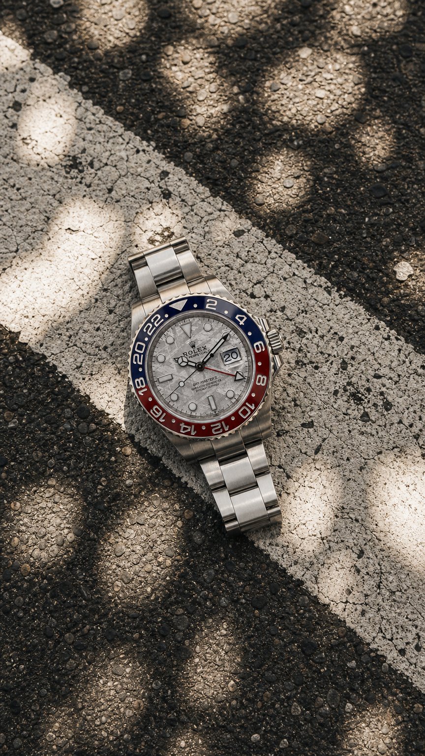 AI product shot of Rolex GMT-Master II 126719BLRO Meteorit