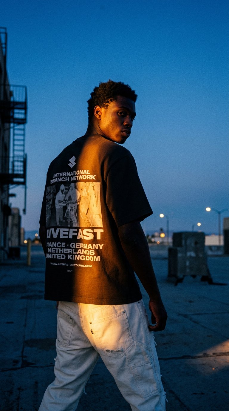 AI product shot of LFDY Grand Theft Tee