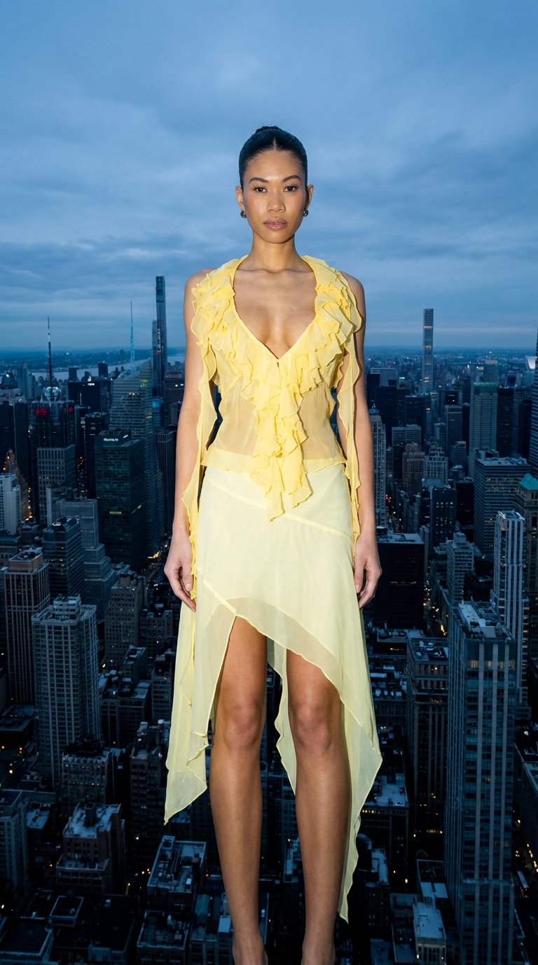 AI product shot of Lovers + Friends Women's Yellow Ila Sheer Top