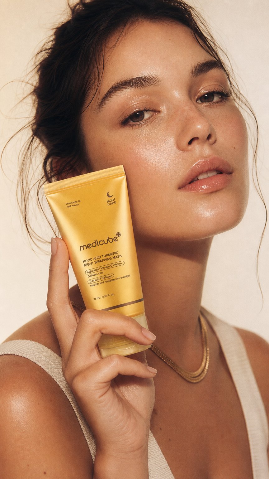 AI product shot of Kojic Acid Turmeric Overnight Wrapping Mask