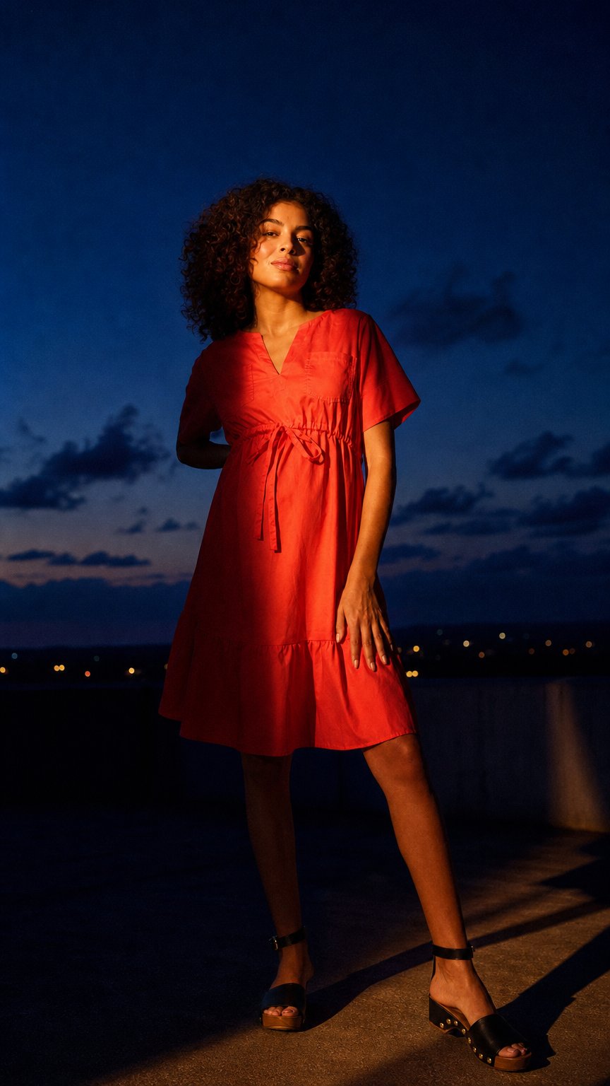 AI product shot of Remy Maternity Short Sleeve Shirt Dress