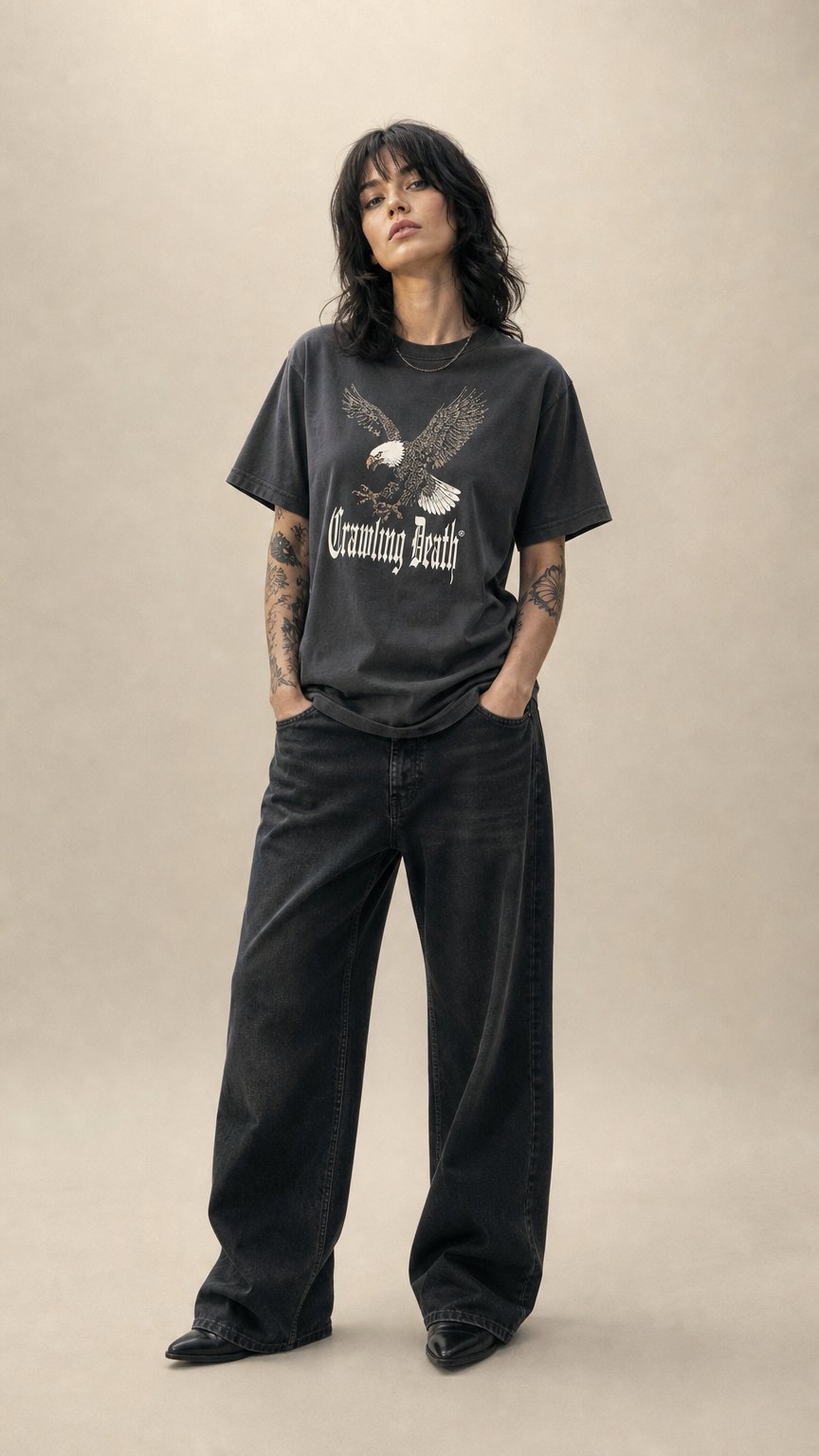 AI product shot of Eagle T-Shirt | Washed Black