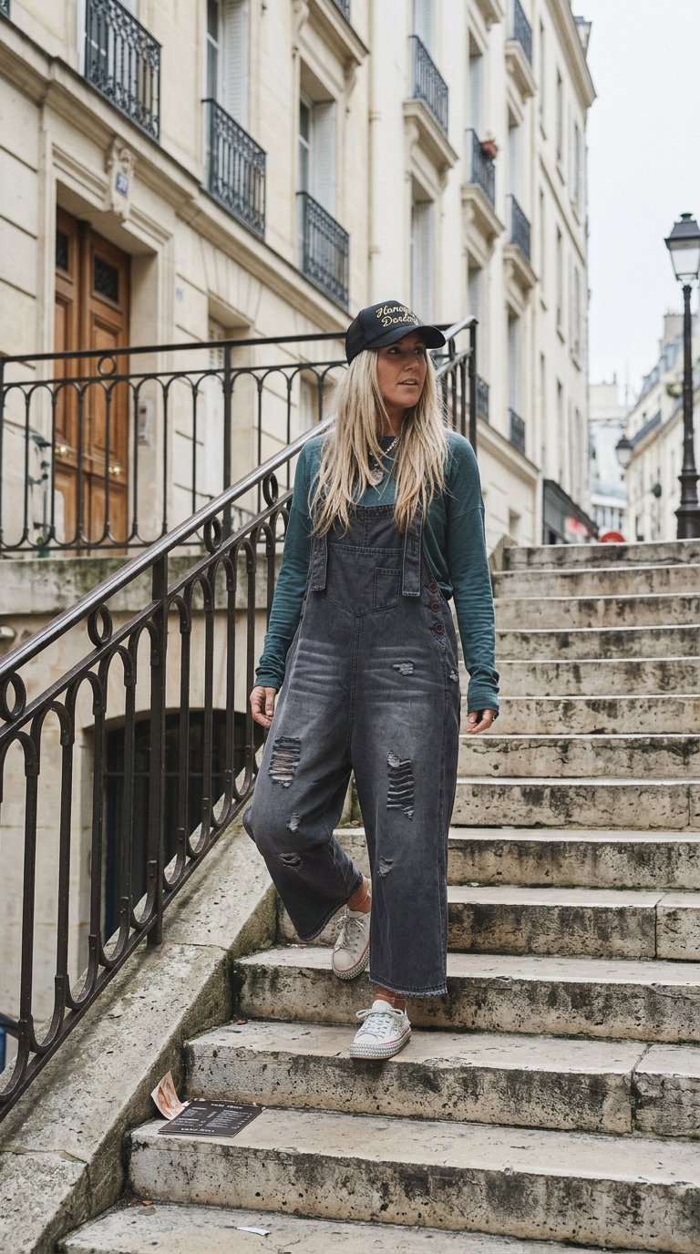 AI product shot of High Hopes Slouchy Denim Overalls