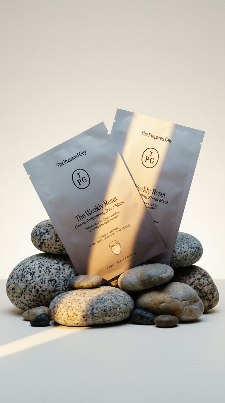 AI product shot of The Weekly Reset Sheet Mask, multipack