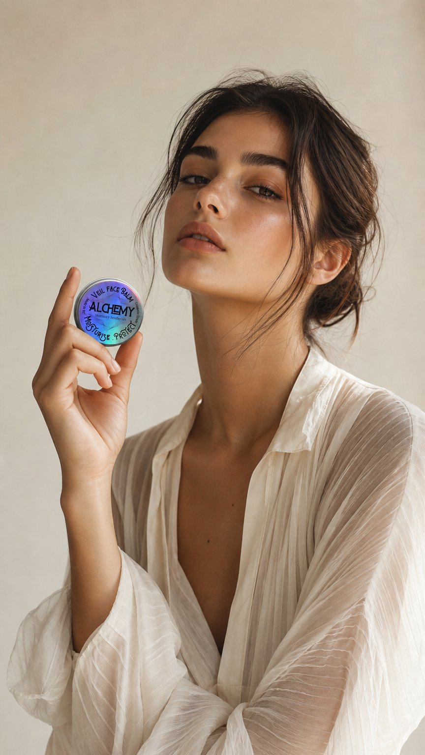 AI product shot of Veil Face Balm 15g Box of 5 (Complimentary Ivory Vegan Leather Pouch)