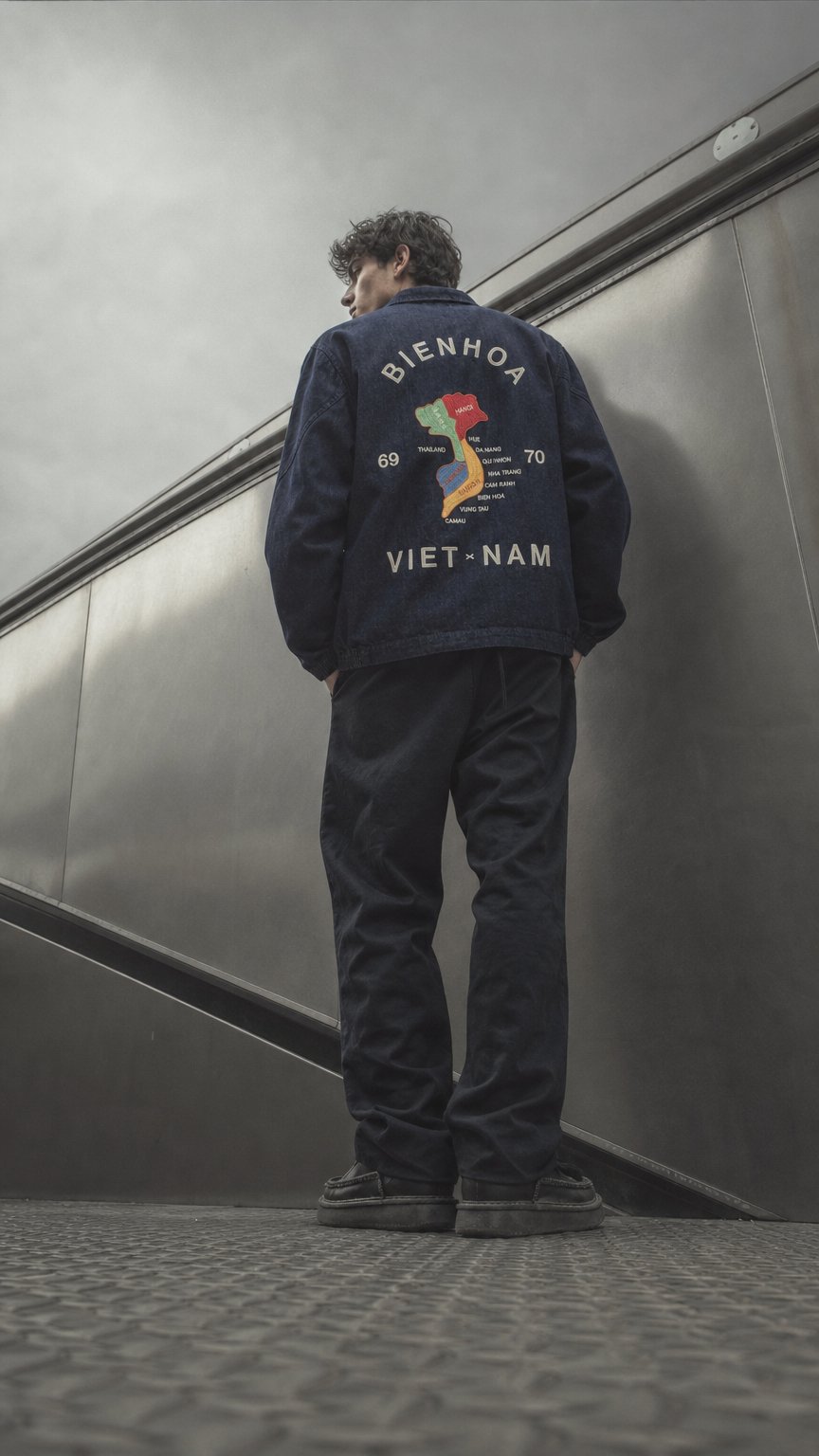 AI product shot of Japanese Repro Jacket, M, Houston & Inc., Blue