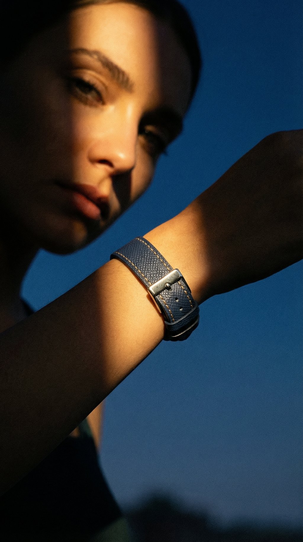 AI product shot of Classic Textured Leather Strap with Quick Release Pin Buckle