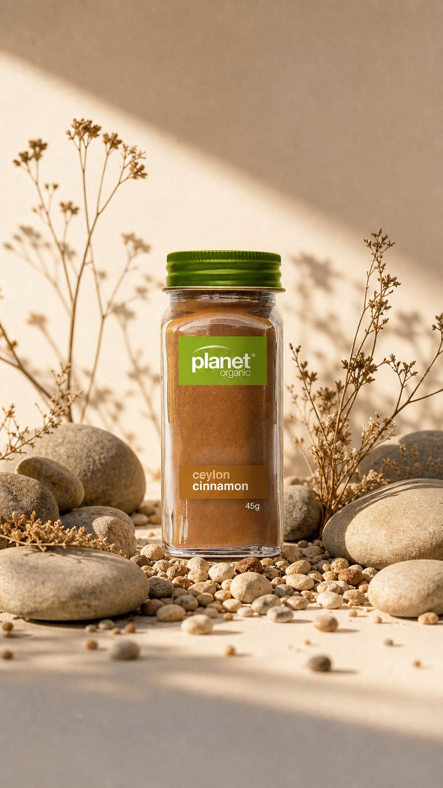 AI product shot of Ceylon Cinnamon Powder 45g - Certified Organic