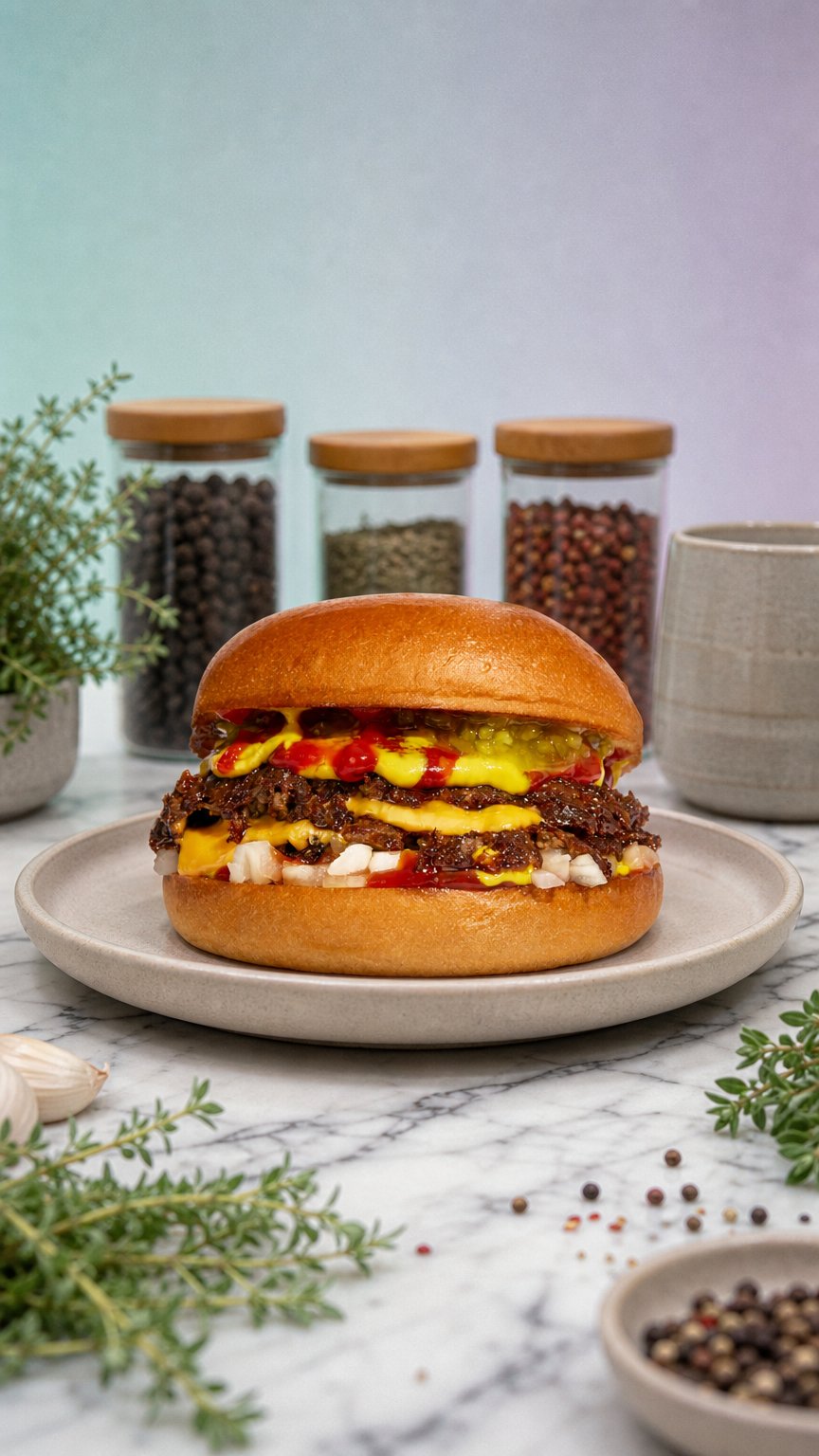 AI product shot of Smashburgers